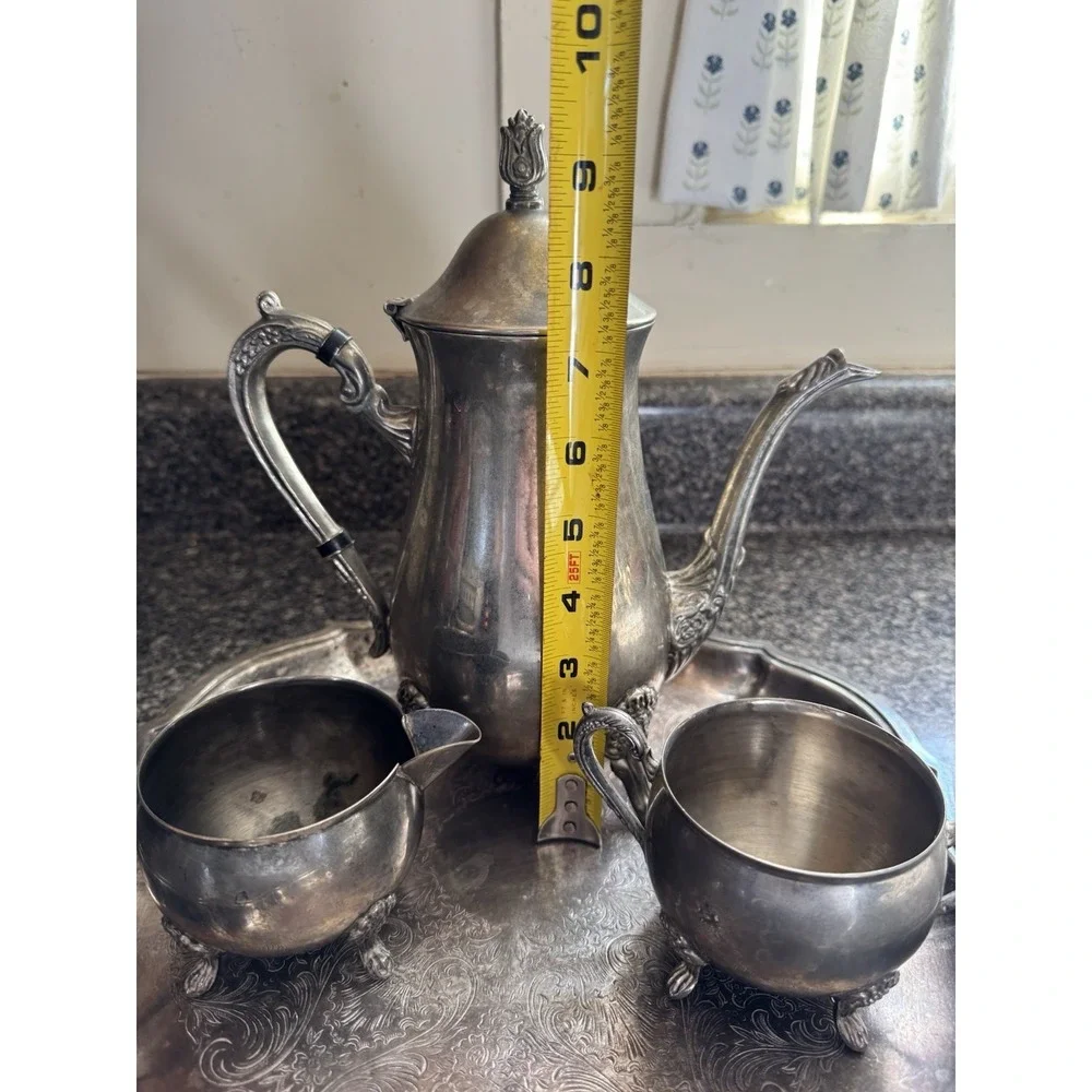 Vintage International Silver Co Silver‎ Plate Coffee Tea Set Classic Footed